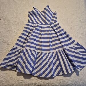 Chasing Fireflies girls size 8 blue and white striped dress EUC or better
